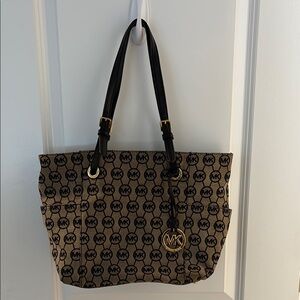 Michael Kors Monogram Tote Bag - Brown and Black